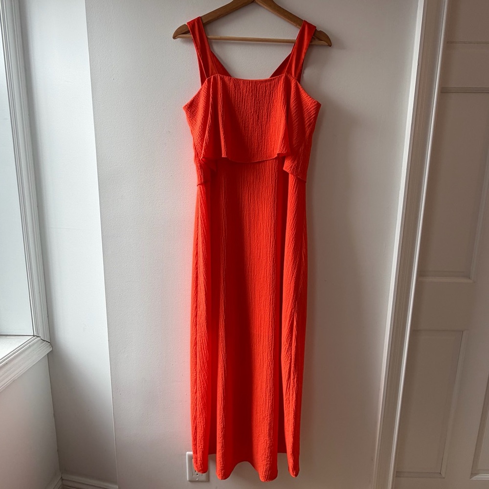 FREE SHIPPING! DKNY Red/Orange Tank Maxi Dress Layered Flowy XS